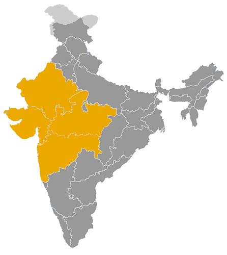 Inde • |1407/1573| • Sultanat de Gujarat: carte